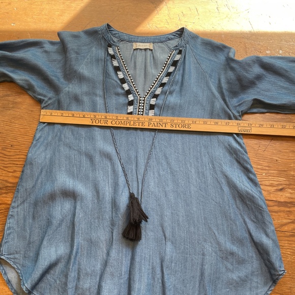 Altar’d State Chambray embroidered top w/ tassels - Picture 9 of 13